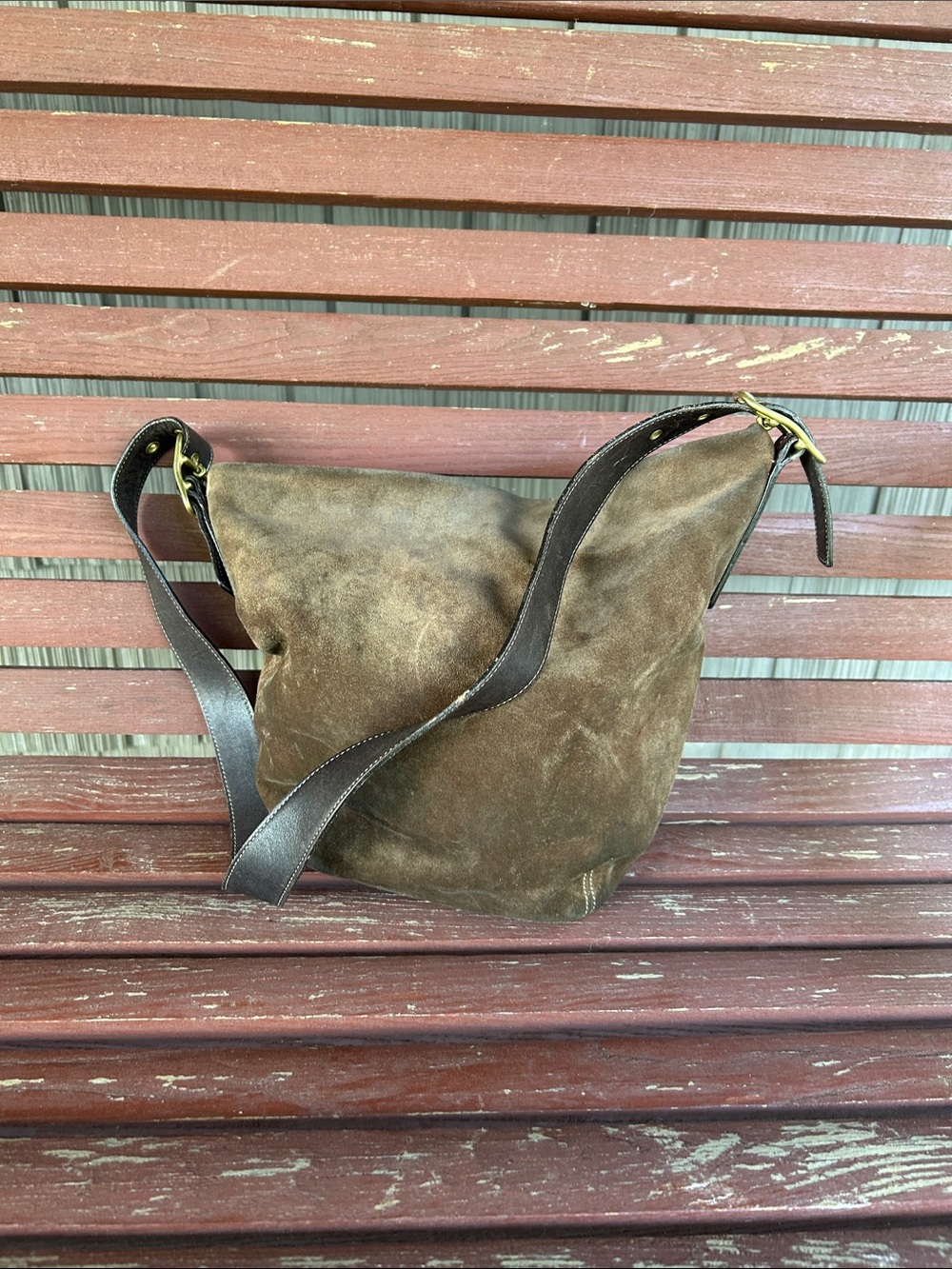 RARE Vintage Legacy brown Suede Coach Bucket Bag 9187 distressed